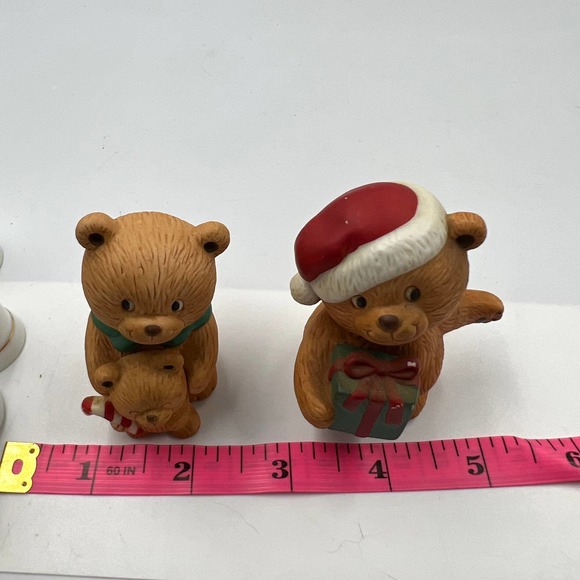 Avon Vintage 1990 Christmas Ceramic Decorative Teddy Bear Family Santa Hat Gift - Picture 4 of 8